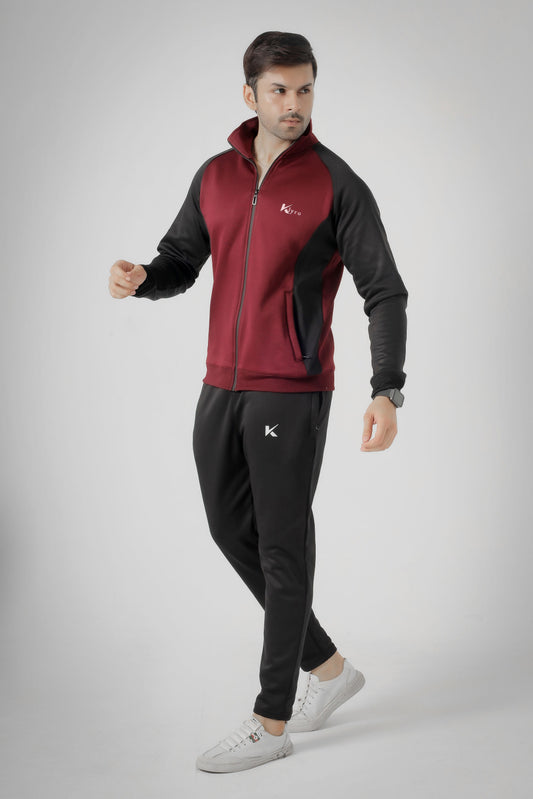 Klyro Burgundy Black Winter Tracksuit – Stylish Men's Activewear in Pakistan