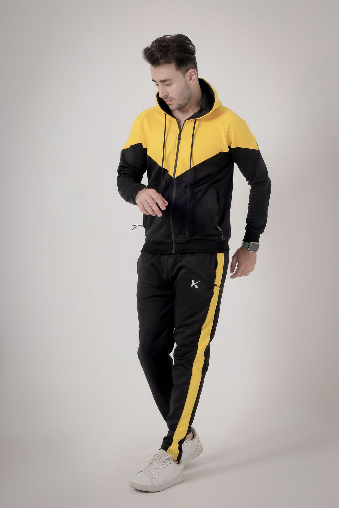 Klyro Solar Strike Yellow Black Winter Tracksuit – Men's Sportswear in Pakistan