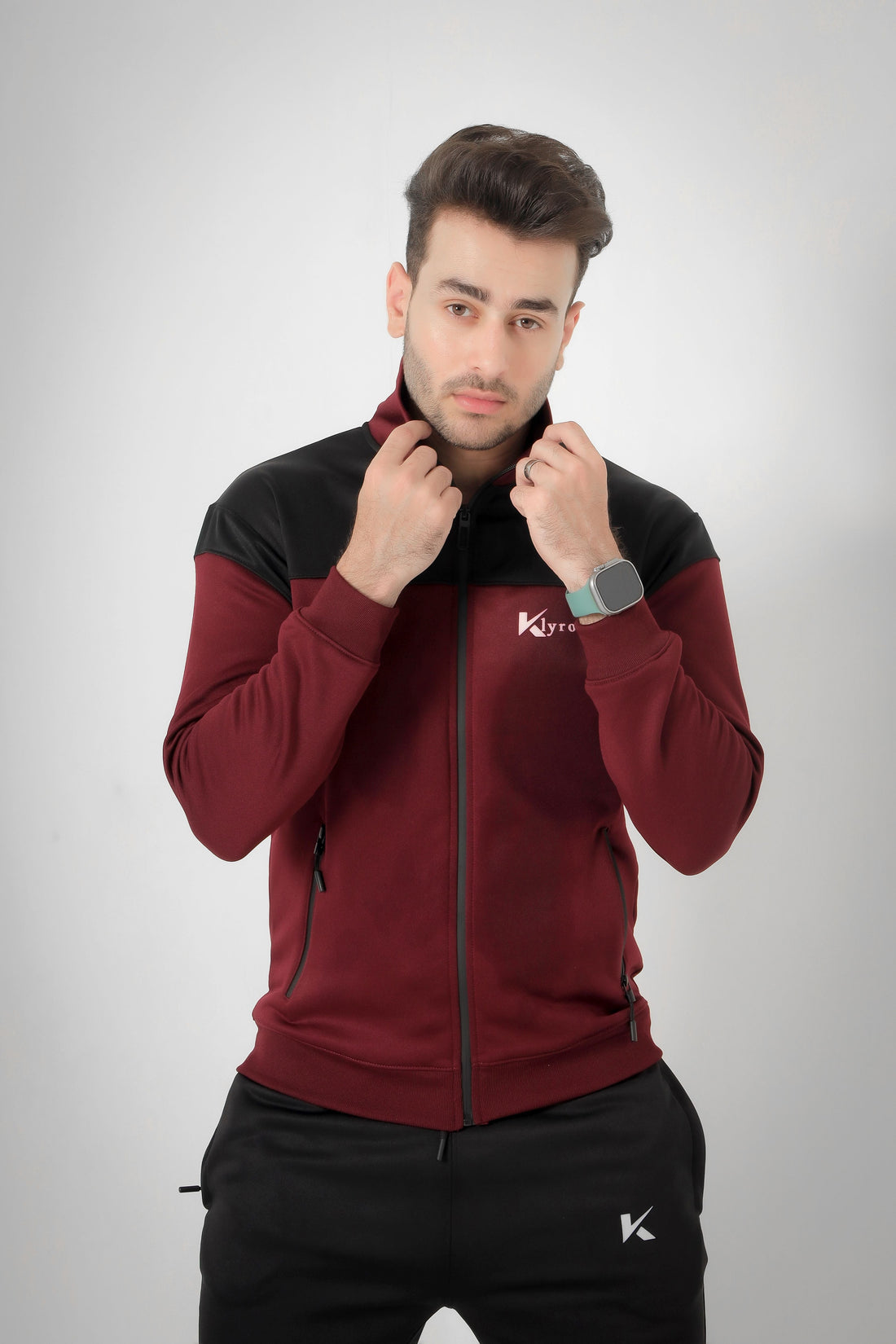 Klyro Black Cherry Activewear Tracksuit – Winter Gym Wear for Men in Pakistan