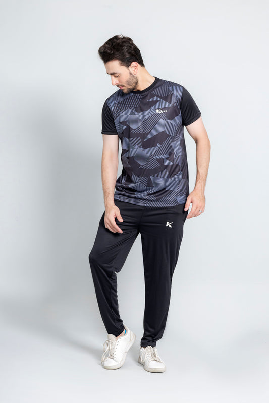 "Grey Matrix dri fit tracksuit black grey pattern activewear Pakistan KLYRO" 