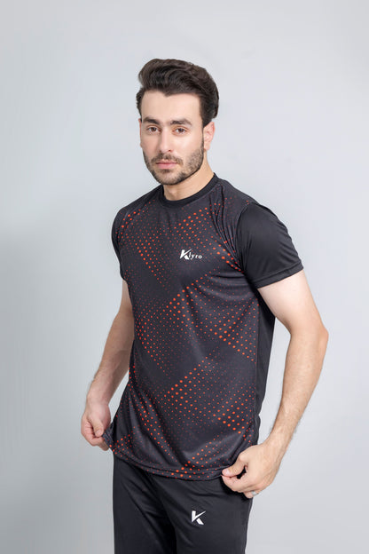 "Crimson Eclipse tracksuit back view breathable fabric KLYRO"